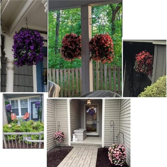 Hanging Artificial Flowers Basket, Fake Hanging Plant, Silk Orchid Flowers - Picture 2 of 6